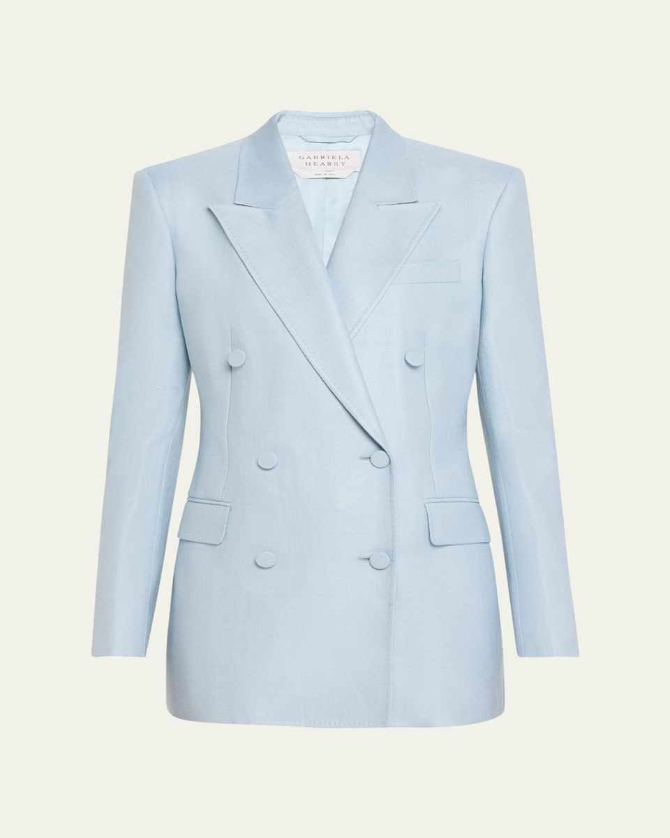 Gavin Silk-Wool Double-Breasted Blazer Jacket